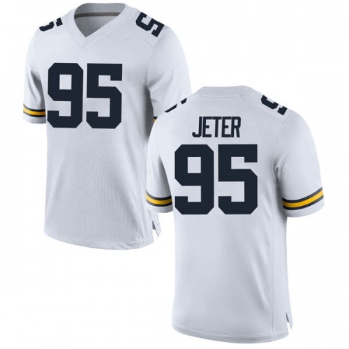 Donovan Jeter Michigan Wolverines Men's NCAA #95 White Replica Brand Jordan College Stitched Football Jersey EGA1754IQ